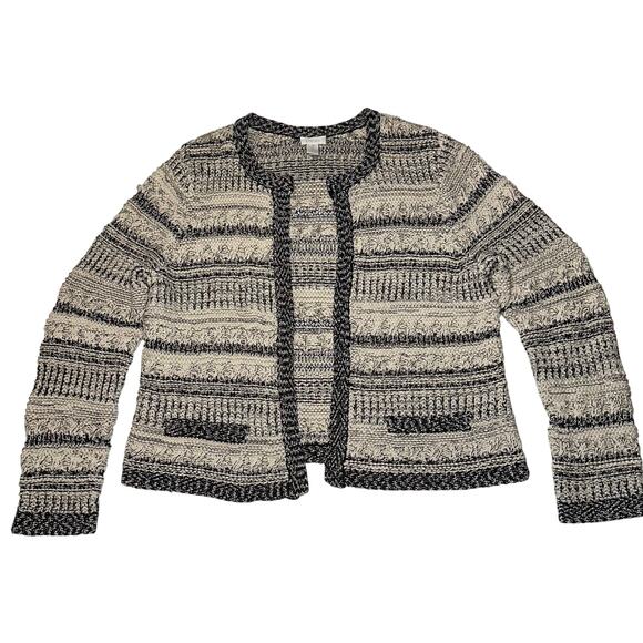 Chico's Women's Beige Tan Chunky Knit Open Front Cardigan Sweater Size 2 US 12 - Picture 1 of 6